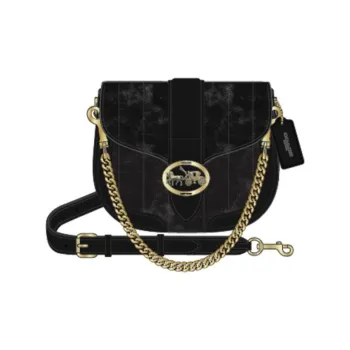 COACH Cow Leather Shoulder Bag, Crossbody Bag Trumpets Women's Black