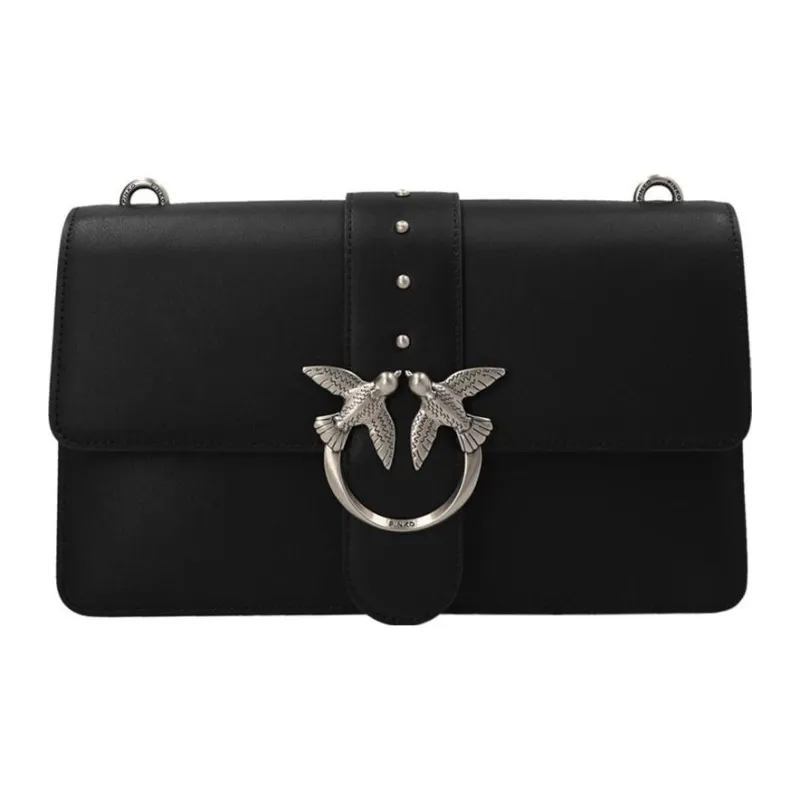 PINKO Calfskin Shoulder Bag Crossbody Bag Women's Black-1