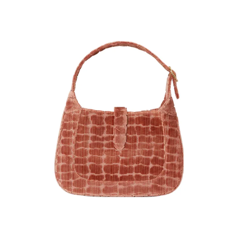 GUCCI Jackie 1961 Velvet Crescent Shoulder Bag Shoulder Bag Small Size Women's Pink-4