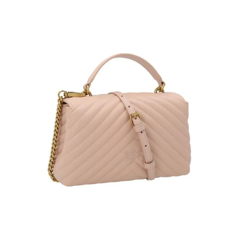 PINKO Puff Leather Handbag, Shoulder Bag, Crossbody Bag Women's Pink-1