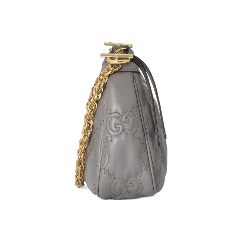 GUCCI GG Matelassé Leather Pochette, Shoulder Bag Shoulder Bag, Handbag Women's Gray-4