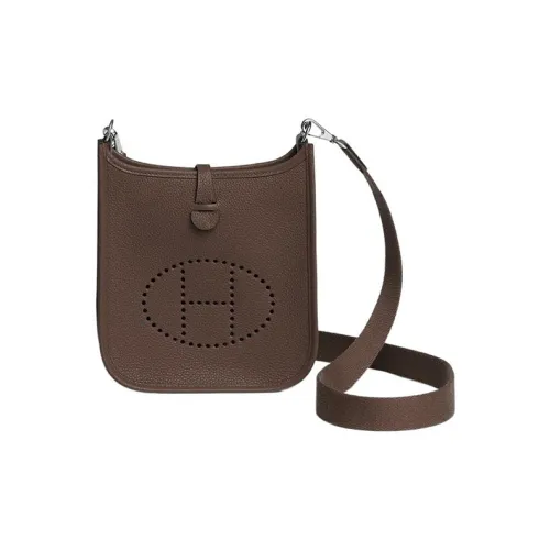 HERMES Evelyne Taurillon Maurice Cow Leather With Canvas Shoulder Strap Crossbody Bag, Shoulder Bag Women's