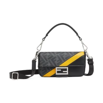 FENDI Baguette Cow Leather Handbag, Shoulder Bag, Crossbody Bag, Cell Phone Pouch Mini Men's Black