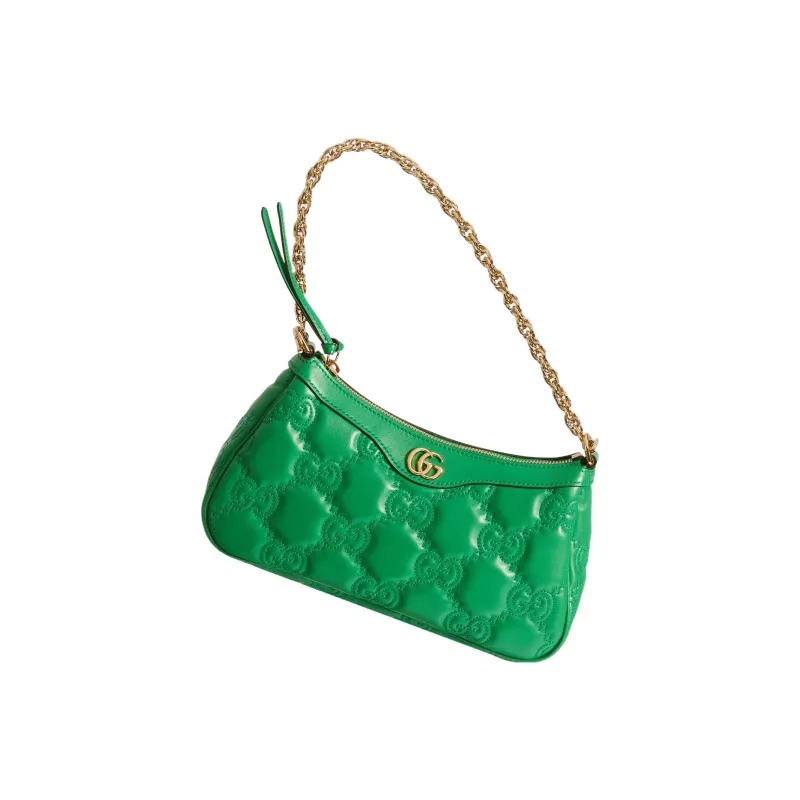GUCCI GG Matelassé Leather Mahjong Shoulder Bag Shoulder Bags Handbags Women's Green-2