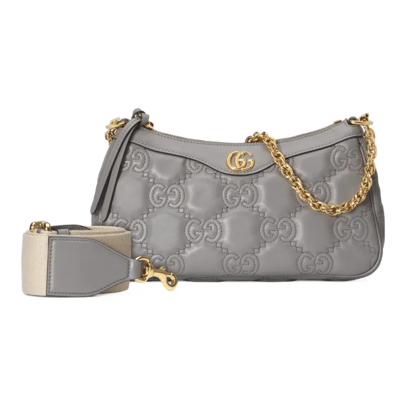 GUCCI GG Matelassé Leather Pochette, Shoulder Bag Shoulder Bag, Handbag Women's Gray-2