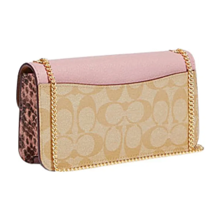 COACH Morgan Artificial Leather Small Square Bag Shoulder Bag Crossbody Bag Small Size Women's Khaki & Pink-1