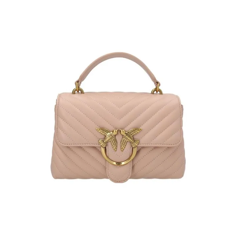 PINKO Puff Leather Handbag, Shoulder Bag, Crossbody Bag Women's Pink-0