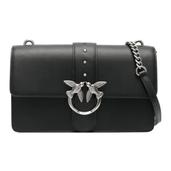 PINKO Calfskin Shoulder Bag Crossbody Bag Women's Black