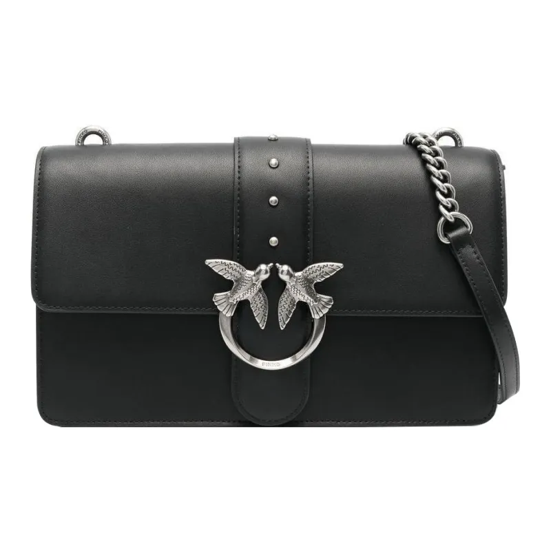 PINKO Calfskin Shoulder Bag Crossbody Bag Women's Black-0