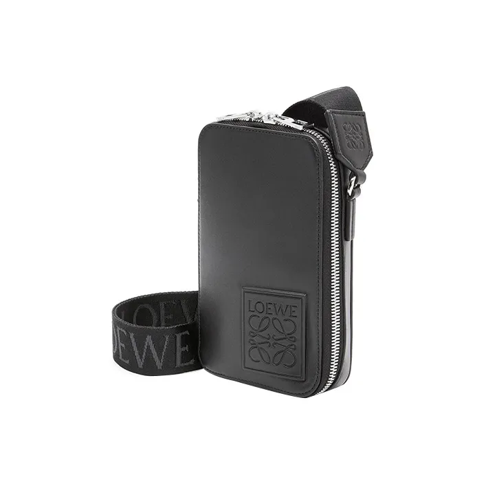 LOEWE Cow Leather Handheld Shoulder Bag, Crossbody Bag Regular Men's Black-2