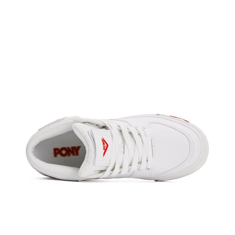 PONY Atop Wear Resistant Mid Top Skateboard Shoes Unisex White-2