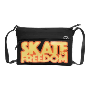LiNing Skateboard Cotton Shoulder Bag, Crossbody Bag Unisex Black