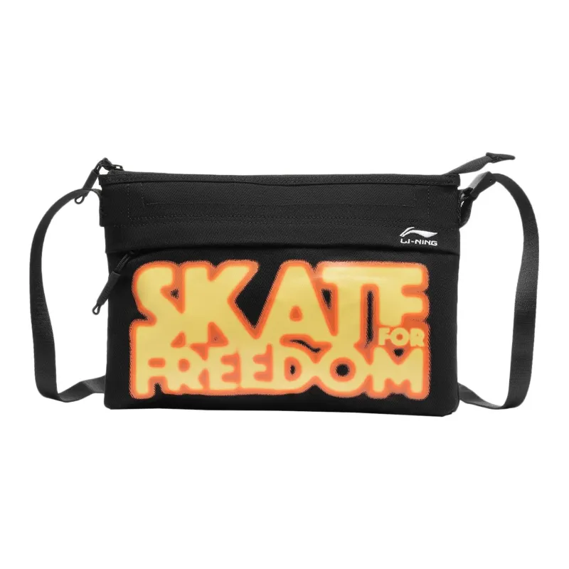 LiNing Skateboard Cotton Shoulder Bag, Crossbody Bag Unisex Black-0