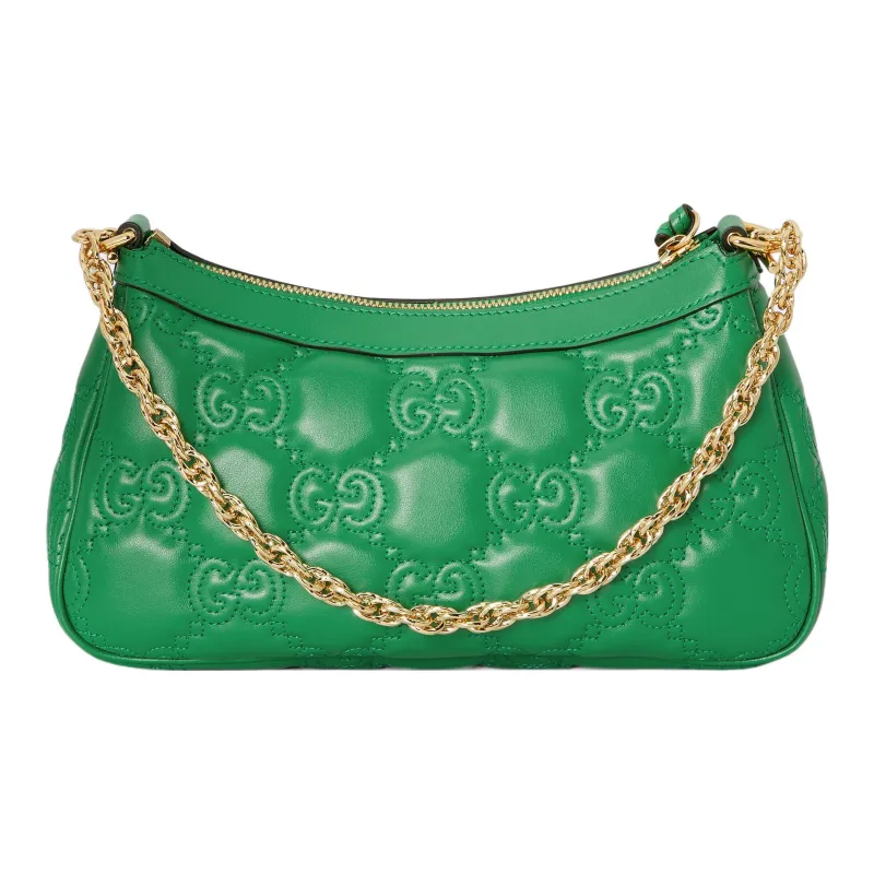 GUCCI GG Matelassé Leather Mahjong Shoulder Bag Shoulder Bags Handbags Women's Green-4