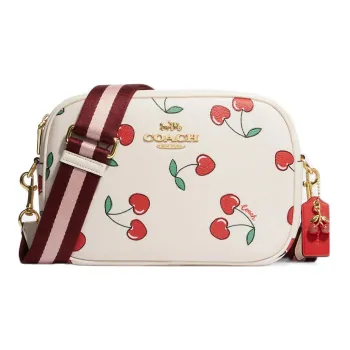 COACH Jamie Artificial Leather Camera Bag, Shoulder Bag, Crossbody Bag Medium Size Women's White