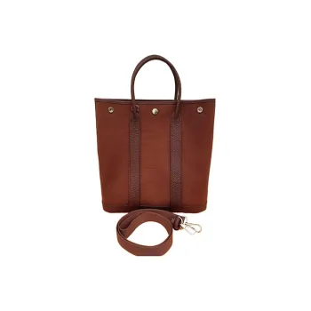 HERMES Garden Party Canvas With Leather Portable One Shoulder Canvas Bag Crossbody Bag Women's Maroon/Burgundy