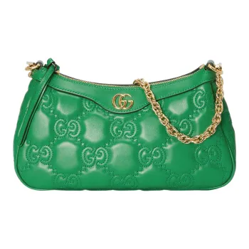 GUCCI GG Matelassé Leather Mahjong Shoulder Bag Shoulder Bags Handbags Women's Green