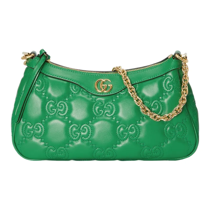 GUCCI GG Matelassé Leather Mahjong Shoulder Bag Shoulder Bags Handbags Women's Green-0