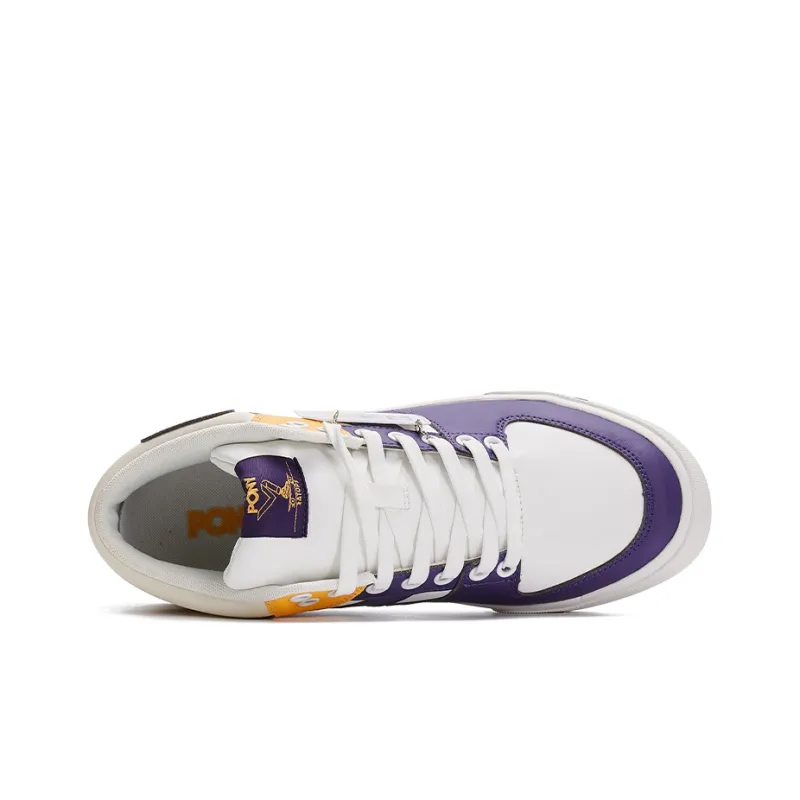 PONY Atop Mid Top Skateboard Shoes Unisex White Purple Yellow-2