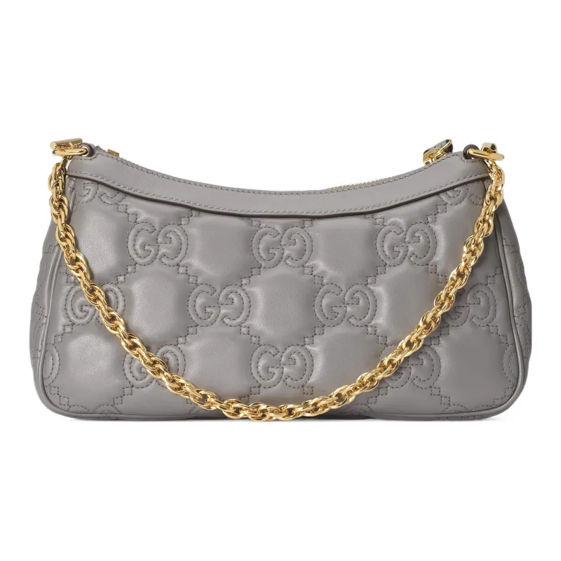 GUCCI GG Matelassé Leather Pochette, Shoulder Bag Shoulder Bag, Handbag Women's Gray-3