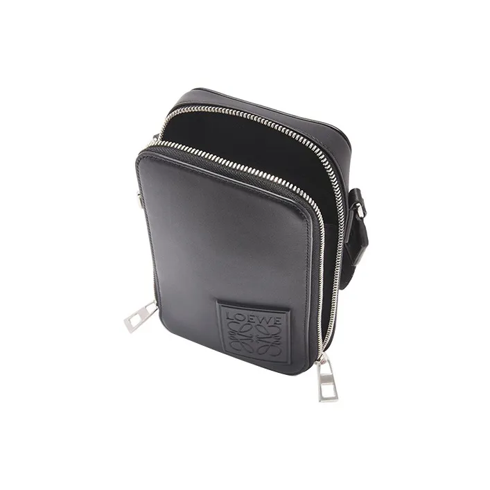 LOEWE Cow Leather Handheld Shoulder Bag, Crossbody Bag Regular Men's Black-4