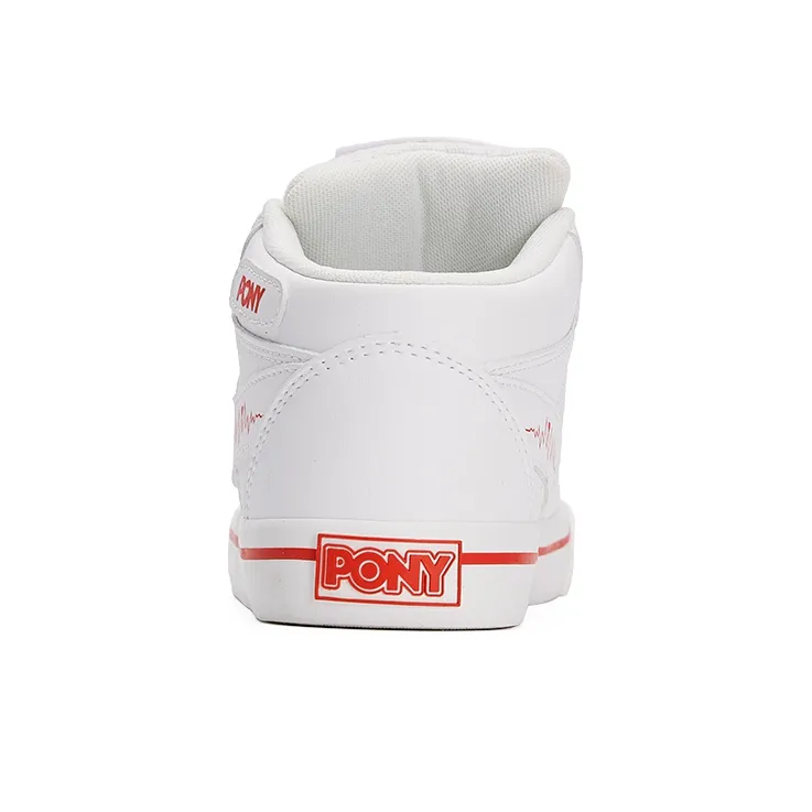 PONY Atop Wear Resistant Mid Top Skateboard Shoes Unisex White-3