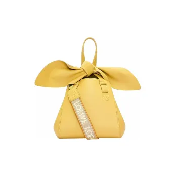 LOEWE Hammock Nugget Nappa Cow Leather Crossbody Bag Shoulder Bag Women's Peach Symbol Yellow