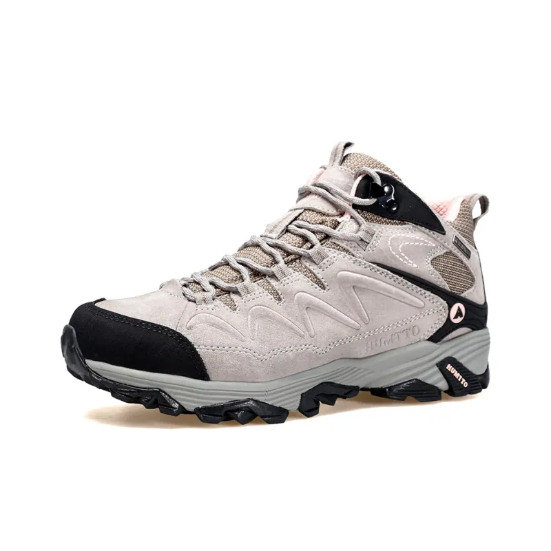 HUMTTO Coverage Grip Support High Top Hiking Shoes Women's Beige Gray-1
