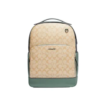 COACH Graham Cow Leather Backpack Large Size Men's Khaki & Green