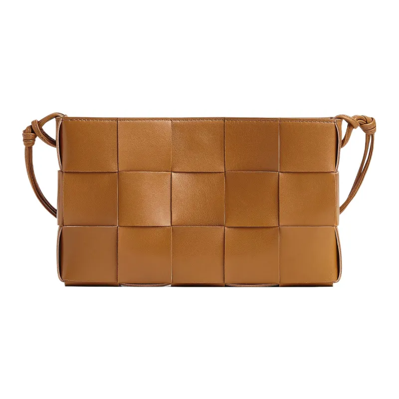 Bottega Veneta Cassette Pouch On Strap Intreccio Camel-0