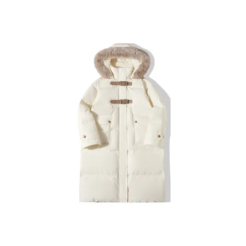 MEETLADY Down Jackets Women's White/Apricot