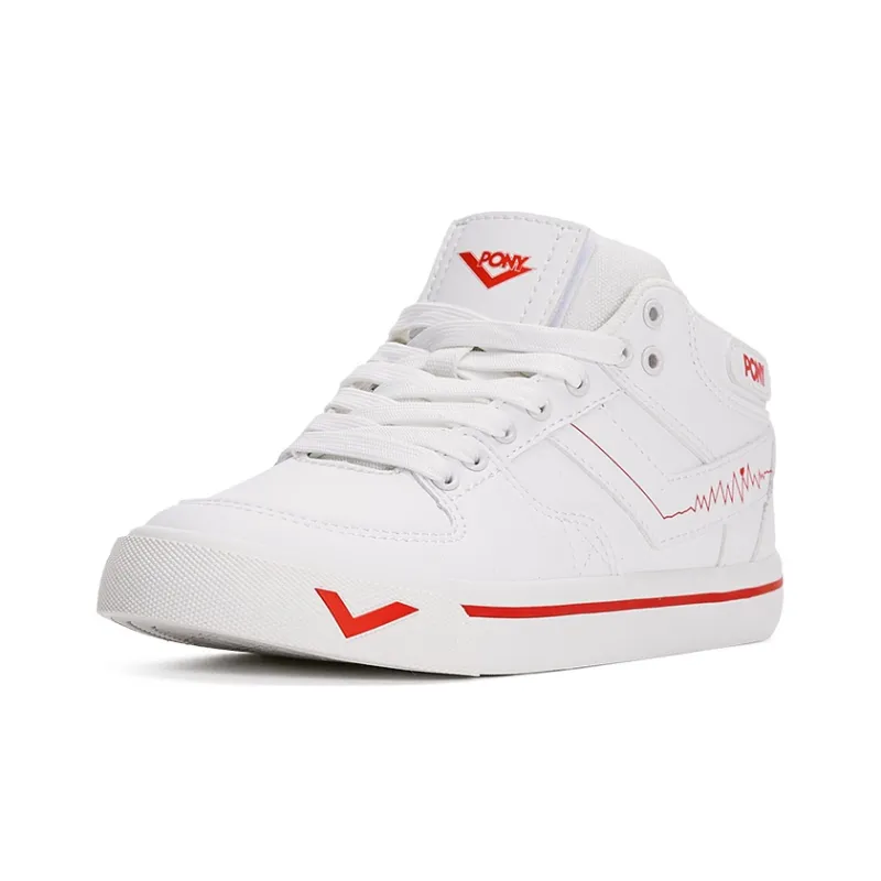 PONY Atop Wear Resistant Mid Top Skateboard Shoes Unisex White-1