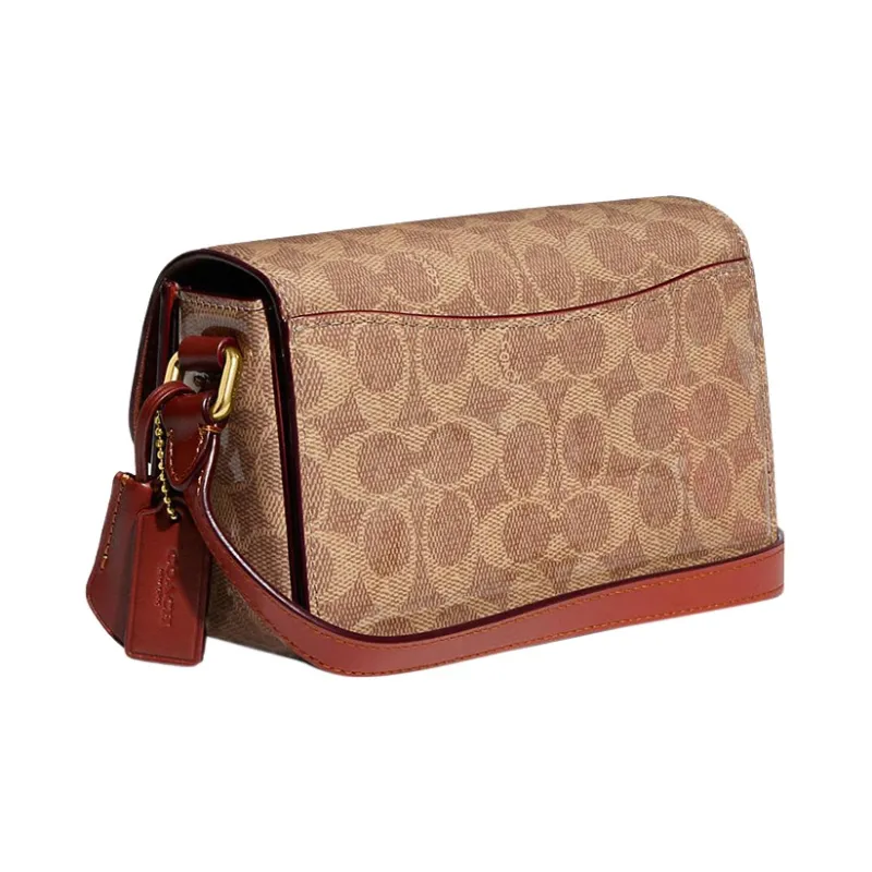 COACH Studio Patent Leather With Calfskin Crossbody Bag, Shoulder Bag Women's Khaki-1