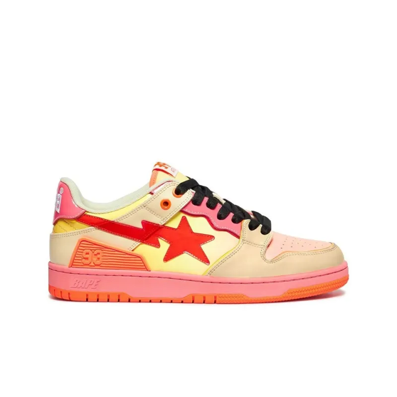A BATHING APE SK8 STA Stylish Skateboarding Shoes Women's Orange Gradient-1