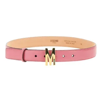 MOSCHINO Letter Fashion Smooth Buckle Belt Women's Pink