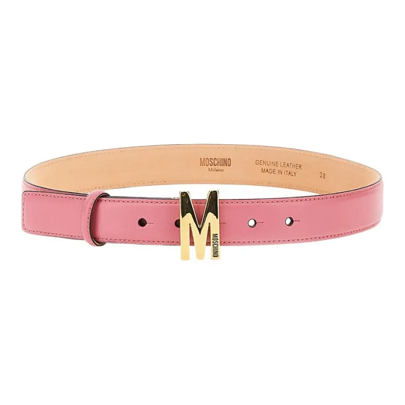 MOSCHINO Letter Fashion Smooth Buckle Belt Women's Pink-0