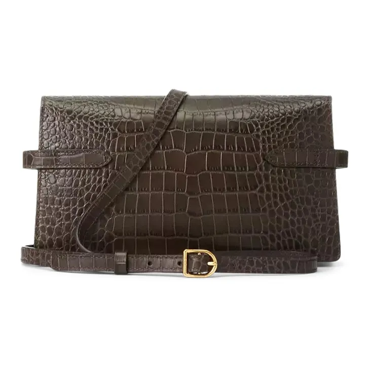 Polo Ralph Lauren Polo ID Leather One Shoulder Crossbody Clutches Women's Brown-2