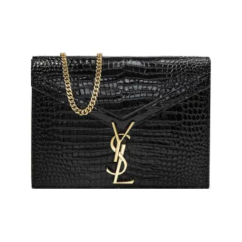 SAINT LAURENT CASSANDRA Shiny Cow Leather Portable Crossbody Bag, Shoulder Bag Women's Black