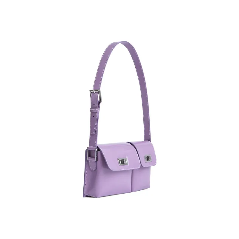 By Far Baby Billy Semi-Patent Leather Cow Leather Handbag Shoulder Bag Small Size Women's Haze Purple-1