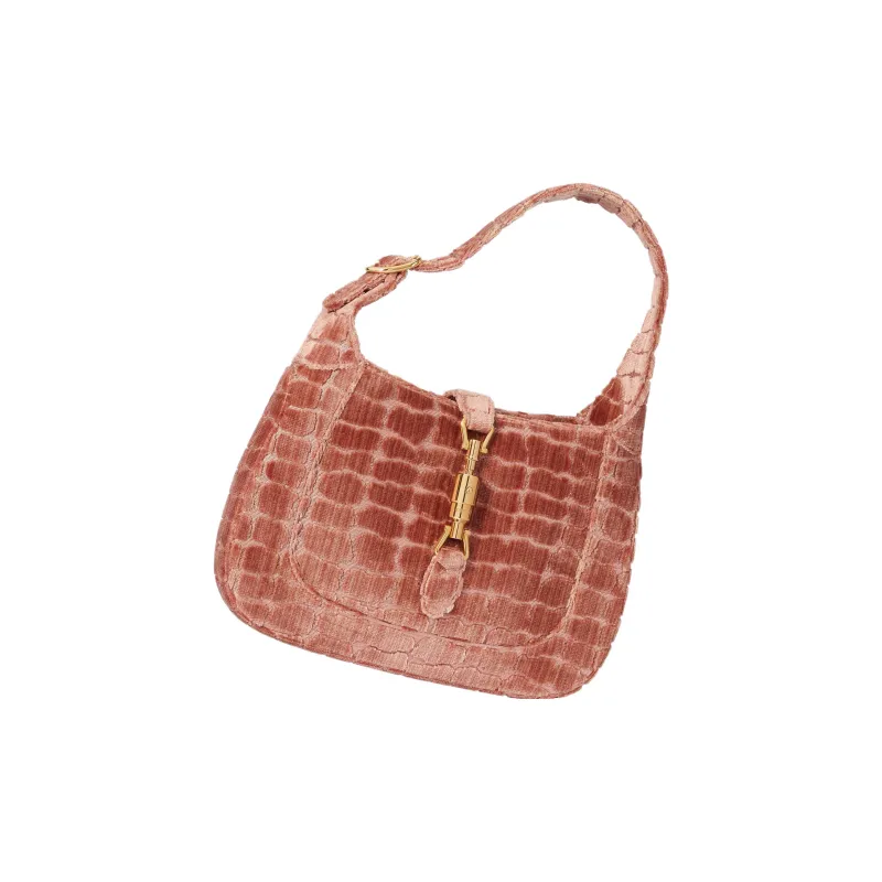 GUCCI Jackie 1961 Velvet Crescent Shoulder Bag Shoulder Bag Small Size Women's Pink-2
