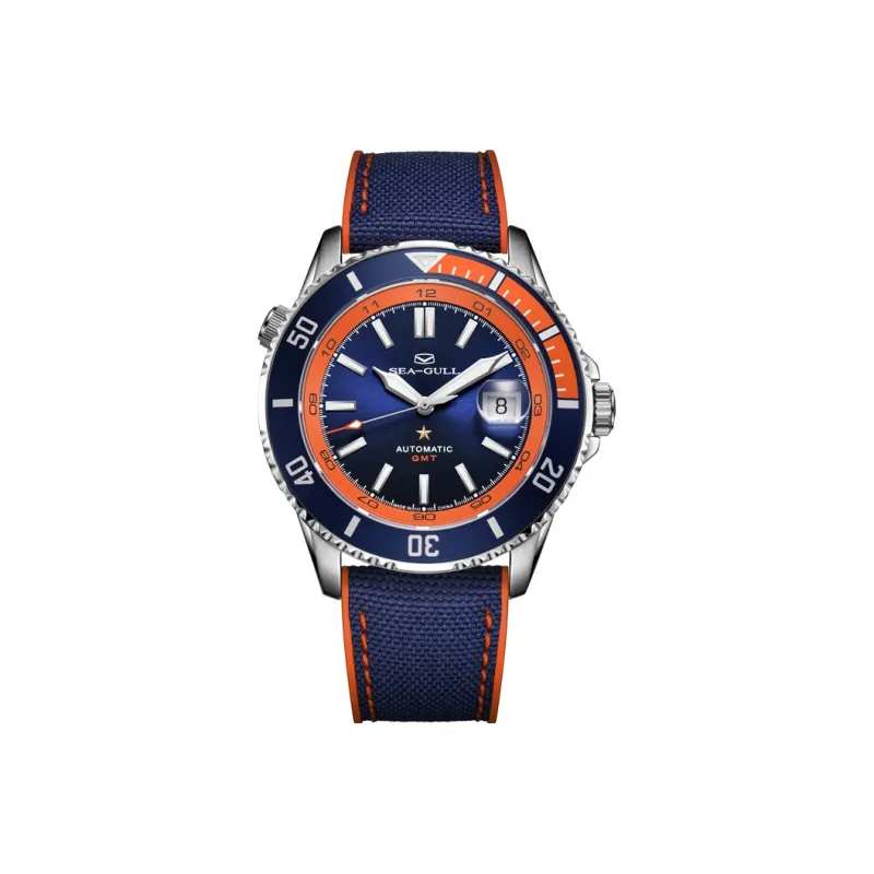 Sea Gull Ocean Automatic Mechanical Movement Nylon Strap Watch Men's Watches Black Dial-3