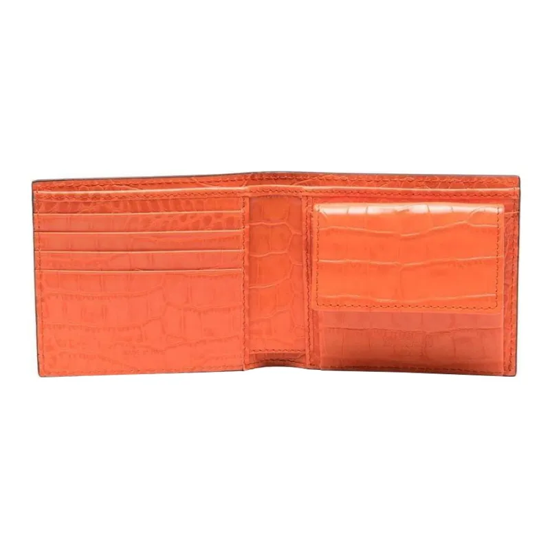 MOSCHINO Leather Card Holder Wallet Men's Orange-2