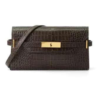 Polo Ralph Lauren Polo ID Leather One Shoulder Crossbody Clutches Women's Brown