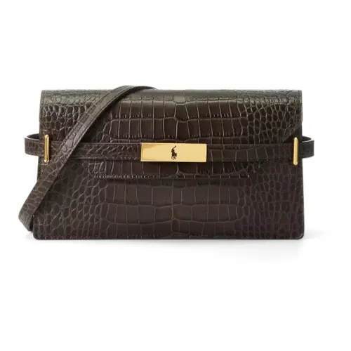 Polo Ralph Lauren Polo ID Leather One Shoulder Crossbody Clutches Women's Brown