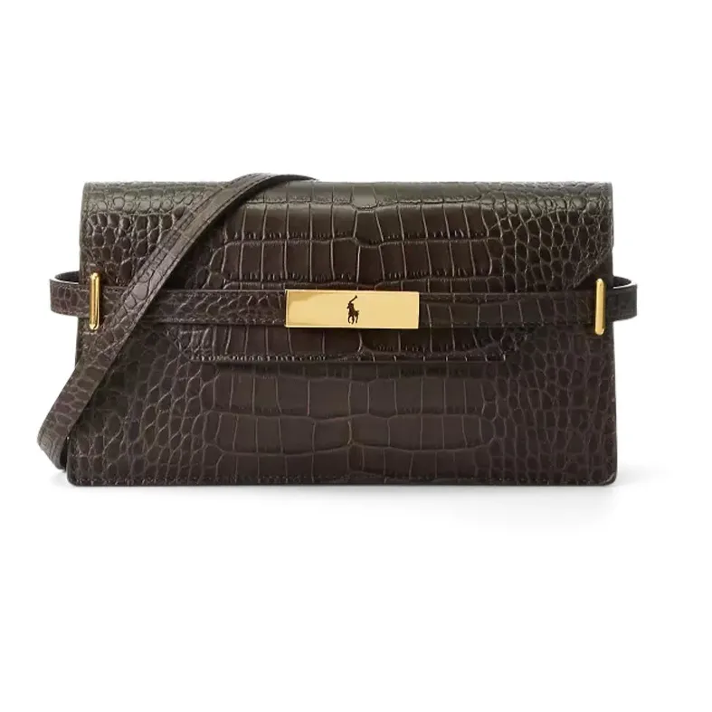 Polo Ralph Lauren Polo ID Leather One Shoulder Crossbody Clutches Women's Brown-0