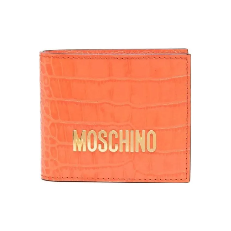 MOSCHINO Leather Card Holder Wallet Men's Orange-0