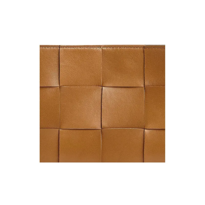 Bottega Veneta Cassette Pouch On Strap Intreccio Camel-4