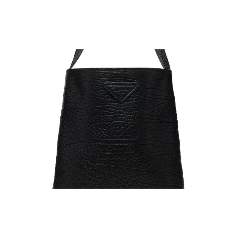 PRADA Litchi Grain Calfskin Tote Bag Shopping Bag Shoulder Bag Handbag Women's Black-3