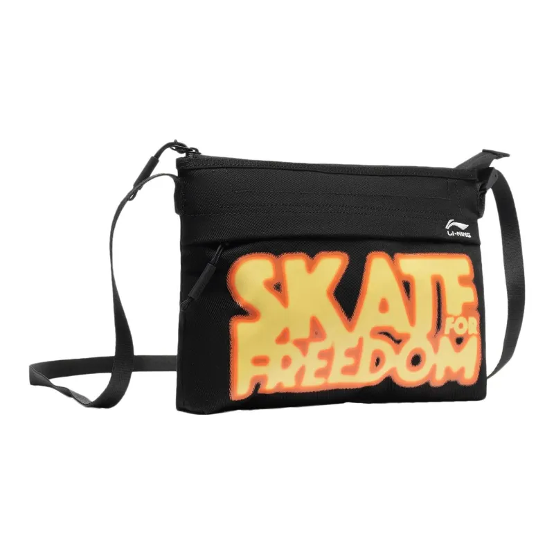LiNing Skateboard Cotton Shoulder Bag, Crossbody Bag Unisex Black-1