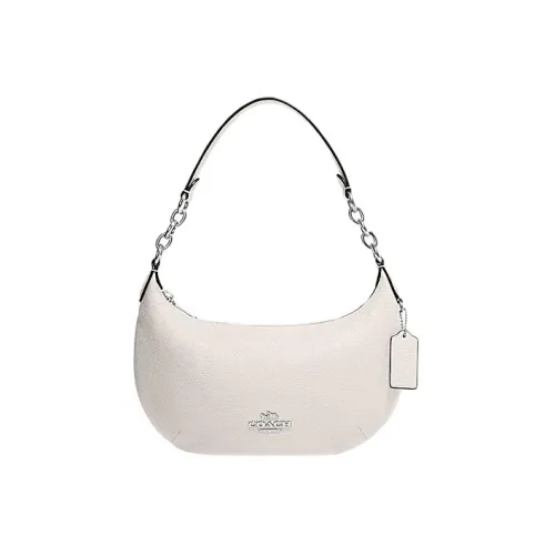 COACH Cow Leather Crescent Bag Shoulder Bag Handbag Shoulder Bag Large Size Women's White